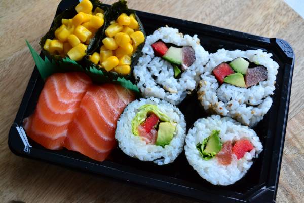 A tray of sushi